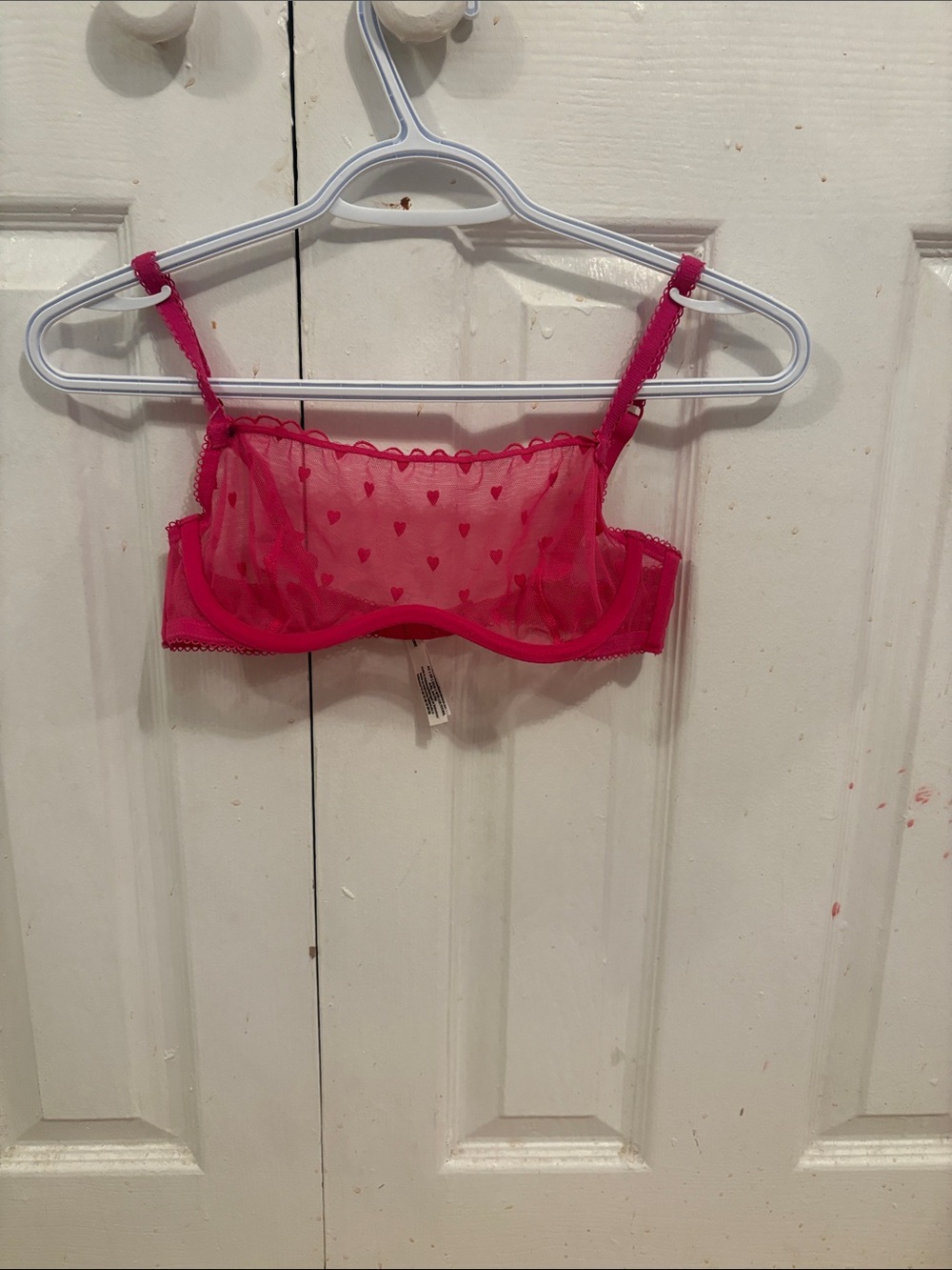 PINK Victoria's Secret Hot Pink Heart Mesh Bralette